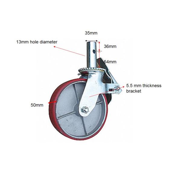 8 Inch Urethane Casters Scaffold Castors Ladder Frame Scaffolding 300kgs