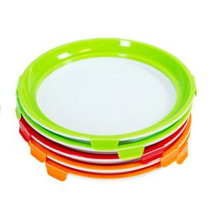 Round Reusable Stackable Food Trays BPA Free With Elastic Lid