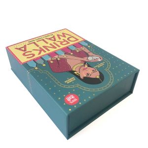 Rectangle Blue Solid Magnetic Gift Box With Ribbon