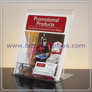 Cheap Slant-back Clear Acrylic Literature Holder With Business Card Pocket for sale