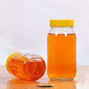 Clear Custom 500ml 1L Empty Glass Jars Dia 6.3cm For Honey