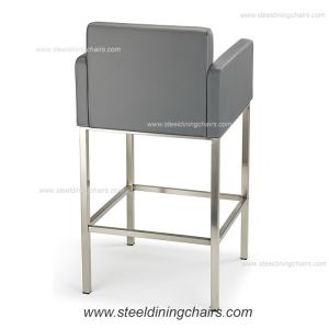 Fixed Counter 98CM 52CM metal Grey Faux Leather Bar Stools
