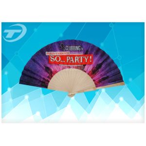 Custom Printed Foldable Hand Fans with natural or painted Wooden Ribs For