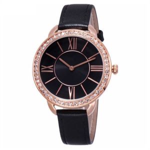 9.8mm Dial Diamond Quartz Watch 2035 Movement Leather Encrusted