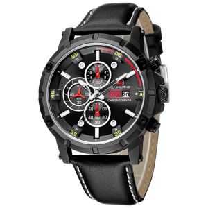 China Leather Chronograph Strap Width 23mm Quartz Sport Watch on sale