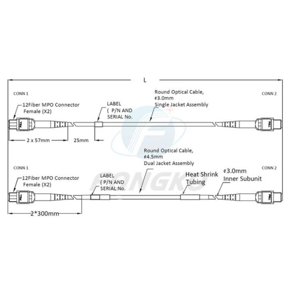 Female MPO MTP Fiber Patch Cable Cord OM3 4 8 12 16 Cores
