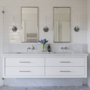 Matte Wall Mounted Bathroom Vanity White Plain Melamine Bathroom Cabinet With