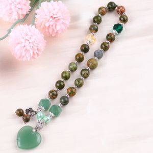 Handmade Gemstone Beaded Bracelet Natural Unakite Stone Bracelet Adjustable