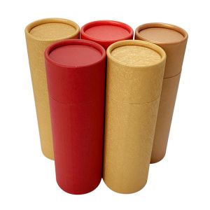 Oval Luxury Kraft Paper Cylinder Tube Box Packaging For Loose Tea with UV