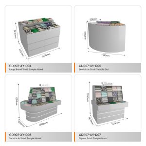 Retail Display Shelf Grey Wooden Sample Island For Customized Store Furniture