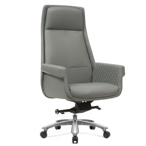 China Gray PU Leather Revolving Chair Ergonomic Swivel Office Chair on sale