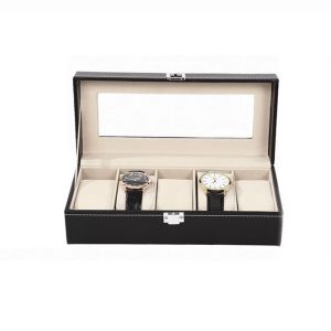 Luxury 6 Slot Watch and Bracelet Storage Box Elegant Organizer Display Case for