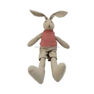 ODM OEM Plush Stuffed Bunny Toys Cotton Linen Custom Long Leg Easter Rabbit Toys