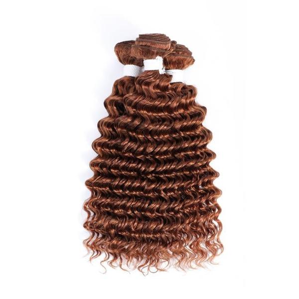 #30 Medium Auburn Deep Wave Remy Human Hair Bundles Sew In Weave Bundles Brazilian Bundle Deals