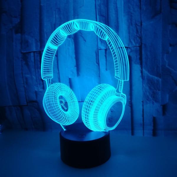 New Headphones Model 3D LED night Lights custom OEM music sign logo picture Advertising display Ambient Table Lamps