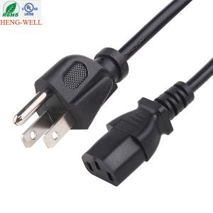 China UL 3 Wire USA Power Cord 18AWG Electrical NEMA 5-15p To IEC C13 Laptop Cable on sale