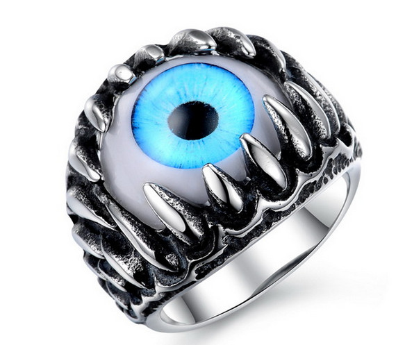 Quality Domineering personality exaggerated eye paragraph titanium steel casting ring wholesale