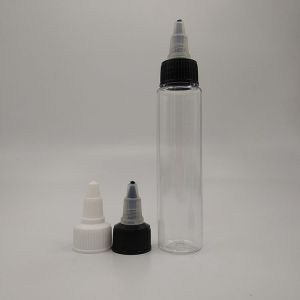 Customizable Plastic Droppers With Screw Caps In Transparent Black