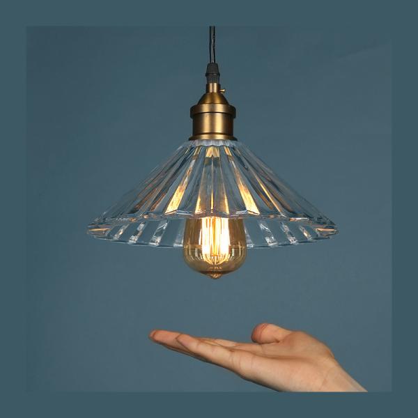 240V Retro Lotus Umbrella Dia 25cm Glass Pendant Light For Restaurant