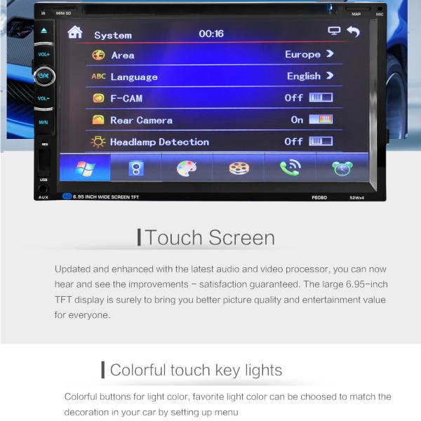 Double 2 DIN 7 inch Touch Screen FM AM TV USB Bluetooth Car Audio Radio Stereo Video MP5 DVD player