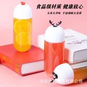 Clear Reusable Plastic Handle Milk Tea Bottles With Lid