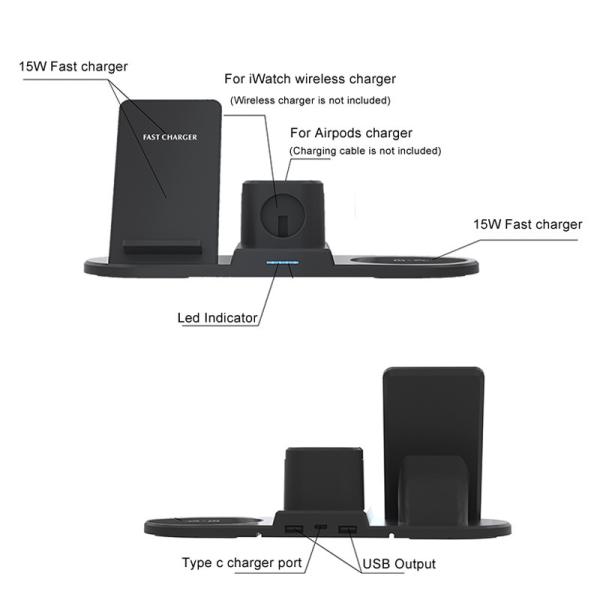 258*92*119mm Personalized Wireless Phone Charger Multifunctional 4 In 1