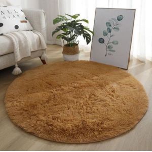 Pure Color Circled Silk Woollen Mixed Knitting Carpet Bedroom, Living Room
