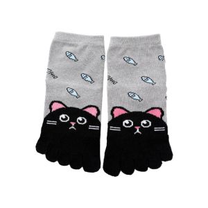 Thin Printed Picture Socks Sweatabsorbent Five Toes Breathable 90 Cotton