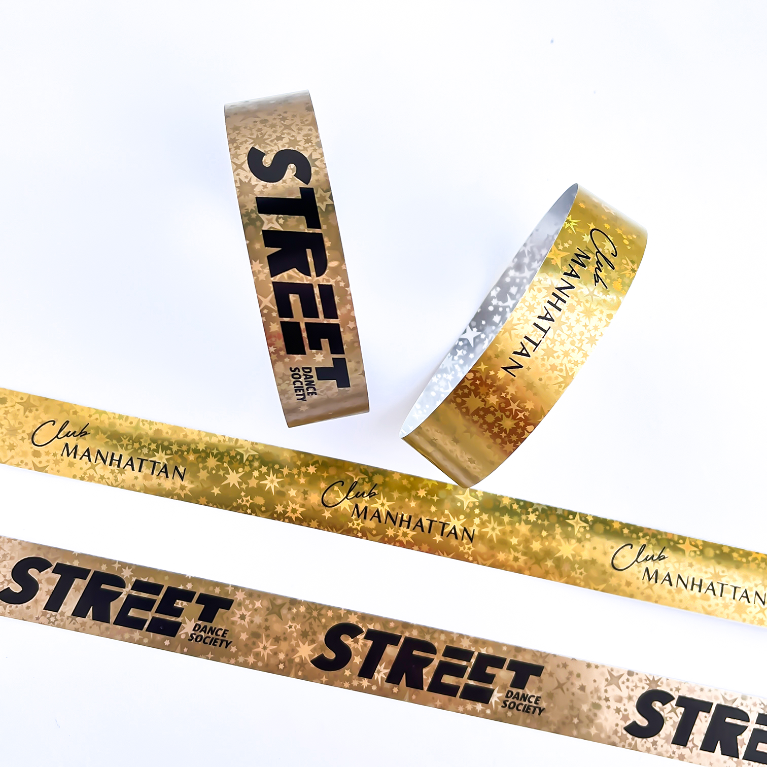 Security Holographic Wristbands Disposable Featuring Custom Printed Text and