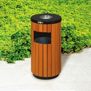 Custom Black Circular Rubbish Bin Metal Single Bucket Waste Bin