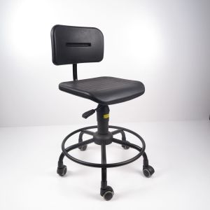 PU Foaming Ergonomic Lab Stools With Backs And Wheels 360 Degree Swivel