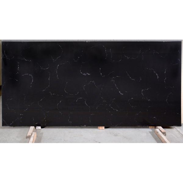 Quality Marble Look Black Artificial Cararra Quartz Stone Slab Easy Clean wholesale