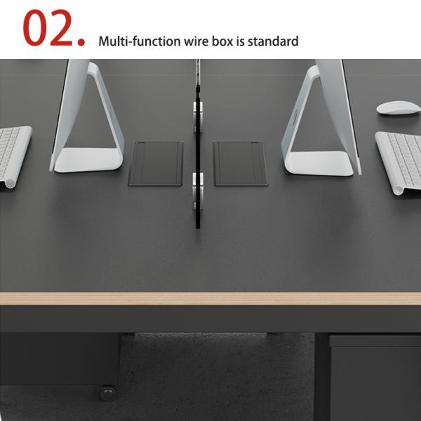 Modern Four-Person Office Desk customization Moduler Wooden Table Top With Plated Aluminum Alloy Legs for Office Contemporary Design