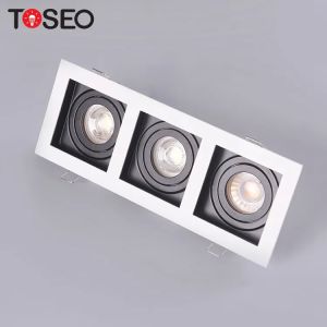 China Adjustable Angle Anti Glare Spot Light  Recessed Three Head 250mm Led Downlight on sale