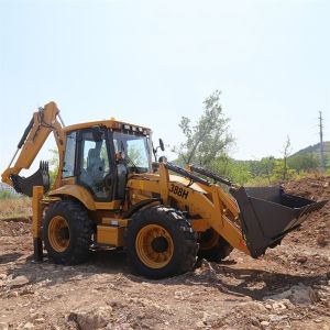Four Wheel Steering 388H Backhoe Loader ISO9001 For Construction Works