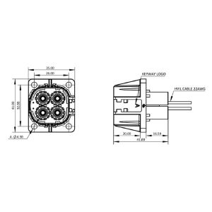 DIN EN60529 Waterproof Battery Connectors IP67 Battery Receptacle Socket