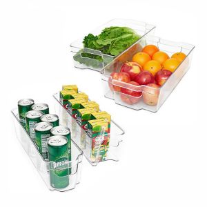 Kitchen Clear Plastic Stackable Storage Bins Refrigerator, Freezer, Pantry &