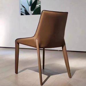 Parallel Bar Leather Metal Base Dining Chairs Visually Striking