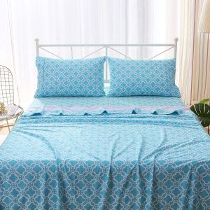 Customized Microfiber Flannel Sheet Set -Luxury Printed 4 Piece Bedding