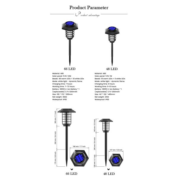 Waterproof 1200mAh 840g 2 IN 1 Led Torch Flame Solar Lights Aluminum Alloy