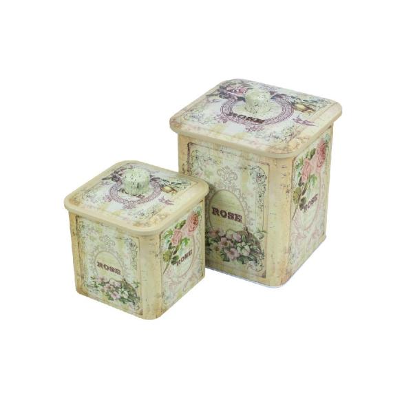 New Flower Pattern Square Matel Tin Box With Fancy Customized Design Decorative Tin Boxes