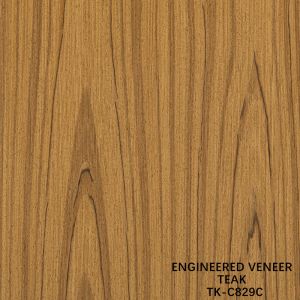 China Engineered Teak Wood Veneer Sheet Faced Fancy Panel Crown Grain 0.55mm Thickness For Cabinet TK-829C/1641C on sale