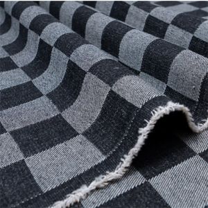 Weave Jacquard Wear Checkered Denim Fabric 160cm Width 9.2Oz