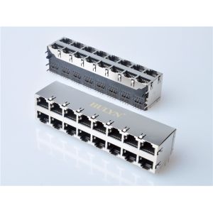 Cheap Shielded RJ45 Modular Jack Connector, Through Hole Type, Side Entry, 2x8 Ports，HULYN，RJ45 for sale