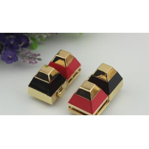 Top selling high end plating double color red and black metal turn lock for handbag