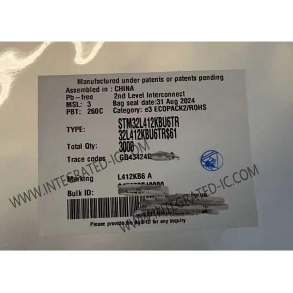 Quality 32UFQFN Microcontroller MCU STM32L412KBU6 Microcontroller IC 80MHz High Performance wholesale