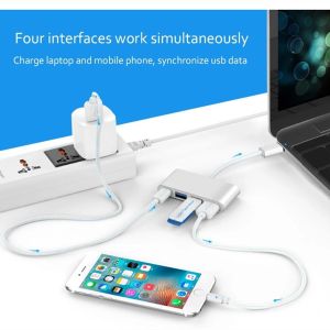 4 In 1 Data Transfer 5 Gbps Macbook Pro Usb C Adapter Hub