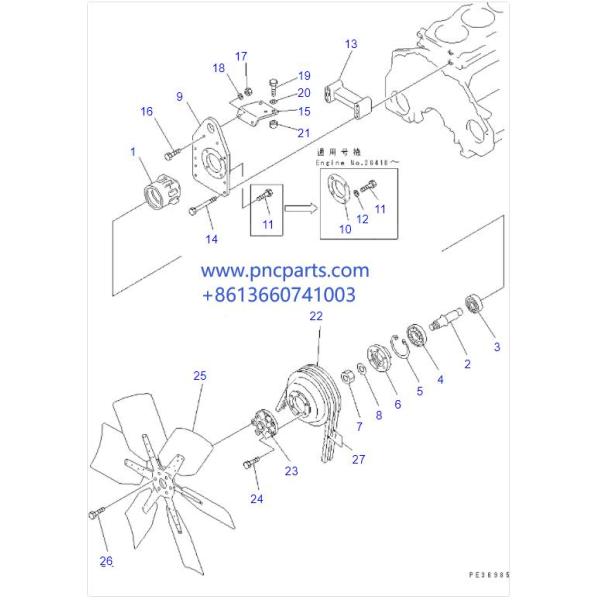 04121-22268 WA450-3 Cooling Fan V Belt Set WA470-3 S6D125 6D125