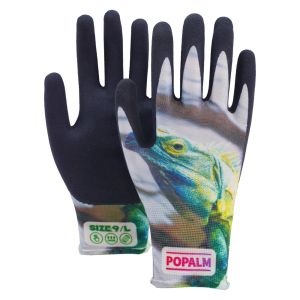 Popalm Unisex Animal Print Garden Gloves 15gauge Latex Palm Coated Work Gloves