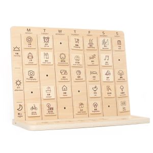 Wooden Daily Routine Chart My Daily Routine Chore Board Planner Lines Checklist
